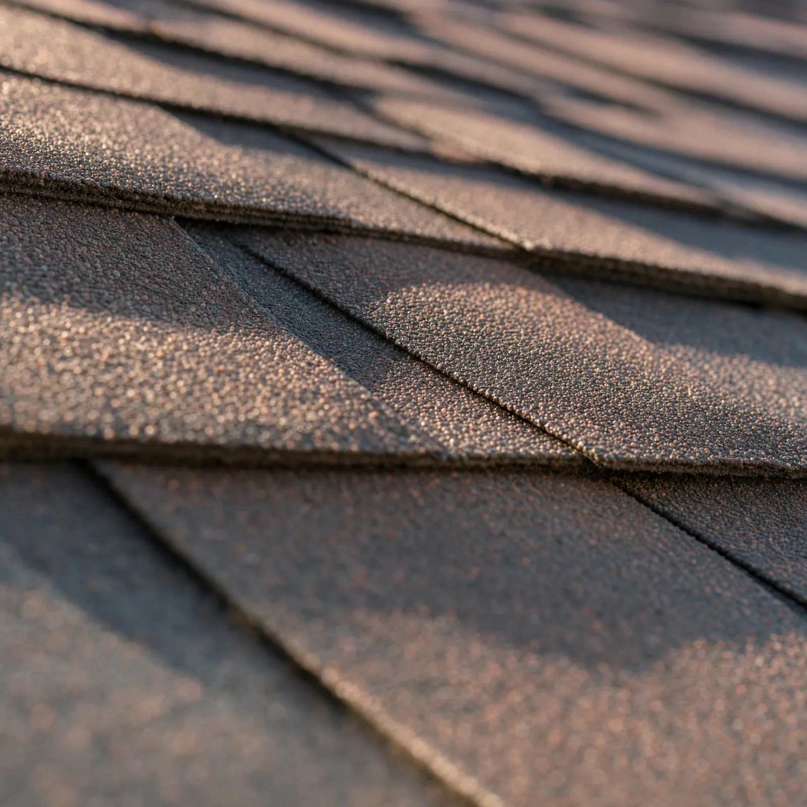 Close-up of premium architectural shingle texture in warm light